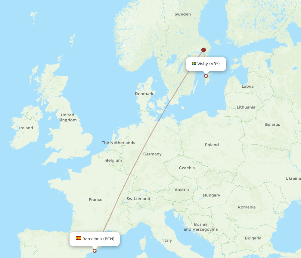 BCN to VBY flights and routes map