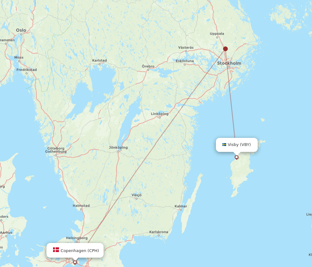 VBY to CPH flights and routes map