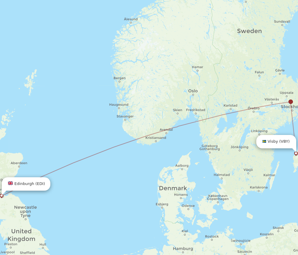 EDI to VBY flights and routes map