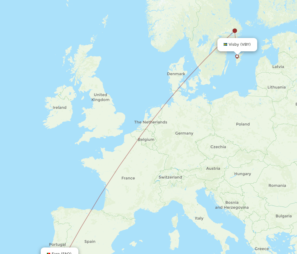 FAO to VBY flights and routes map