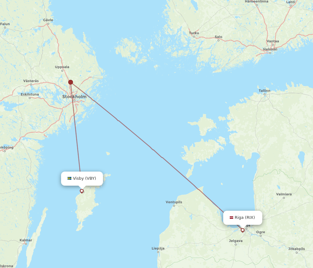 VBY to RIX flights and routes map