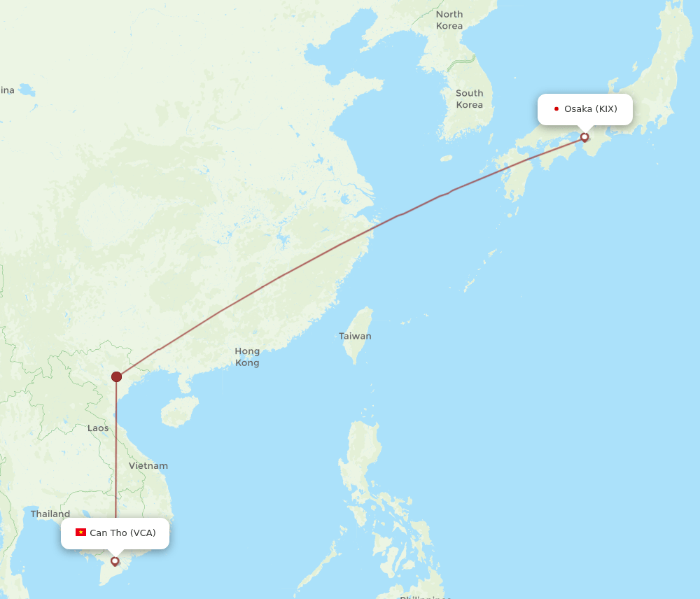 VCA-KIX flight routes