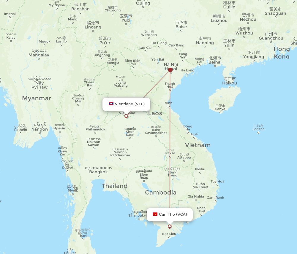 VCA-VTE flight routes