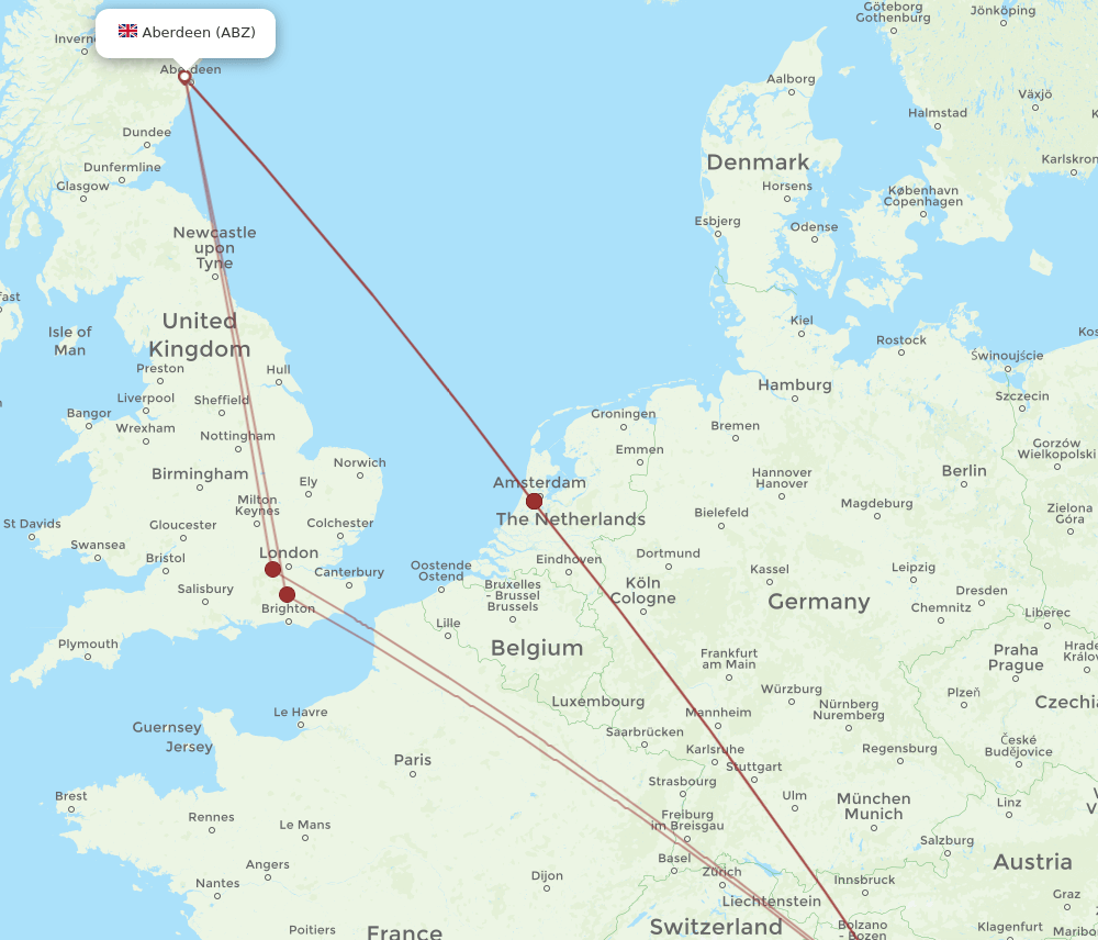 VCE to ABZ flights and routes map