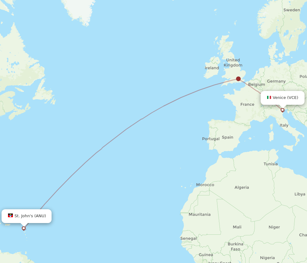 VCE to ANU flights and routes map