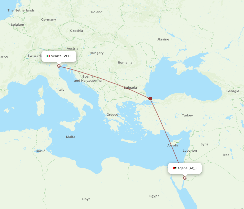 VCE to AQJ flights and routes map