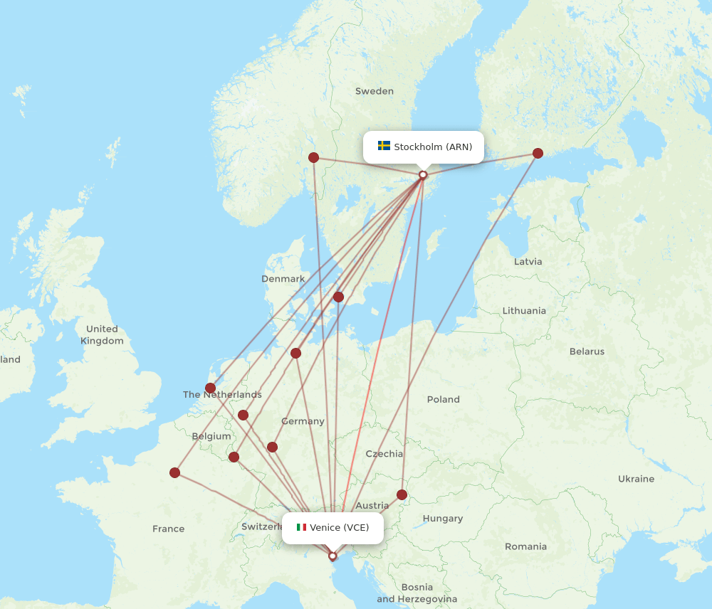 VCE-ARN flight routes
