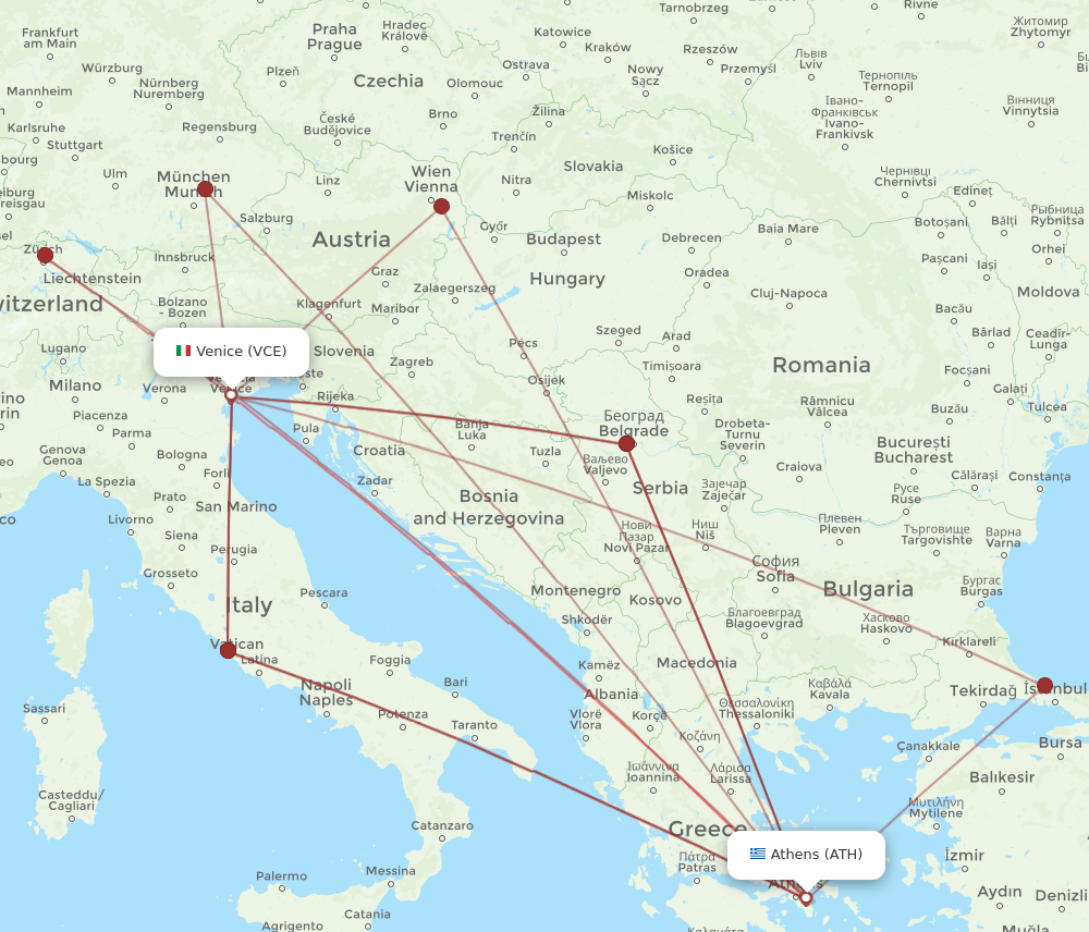 VCE-ATH flight routes