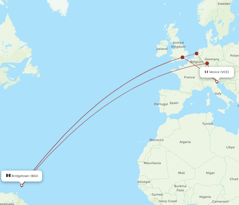 VCE-BGI flight routes