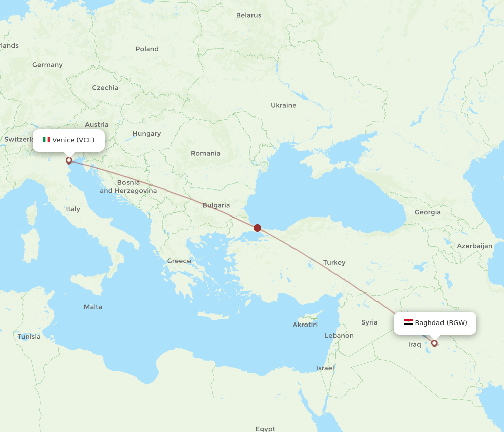 VCE-BGW flight routes