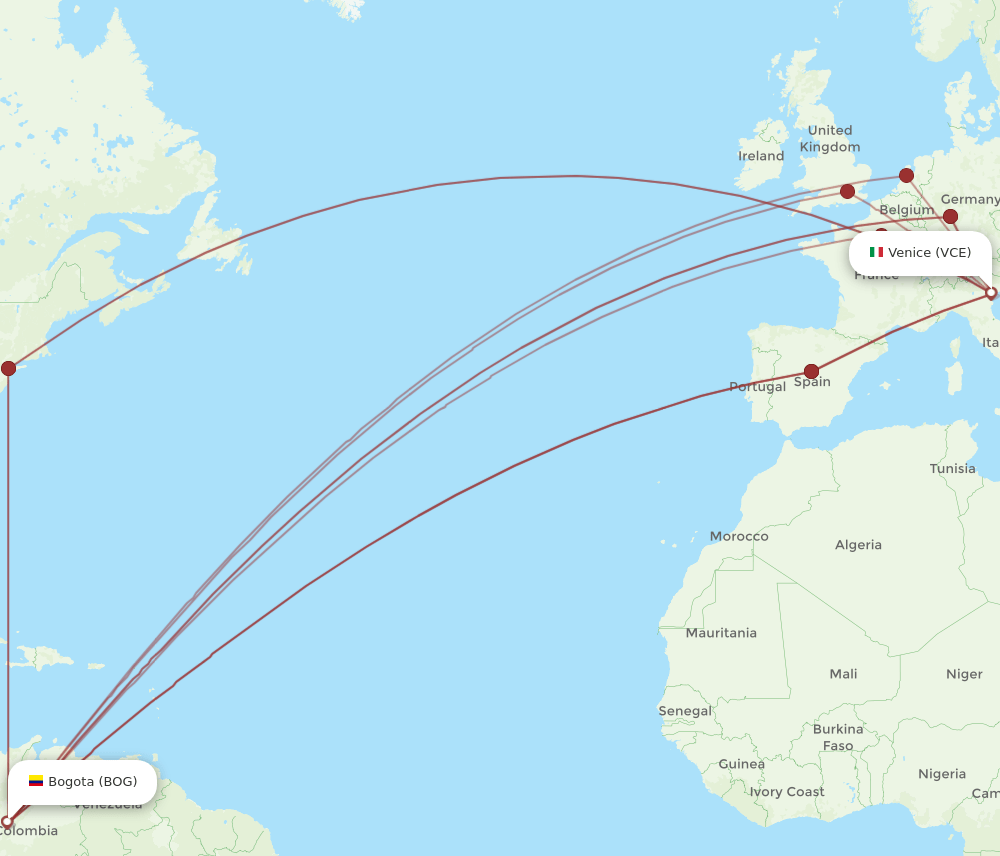 VCE-BOG flight routes