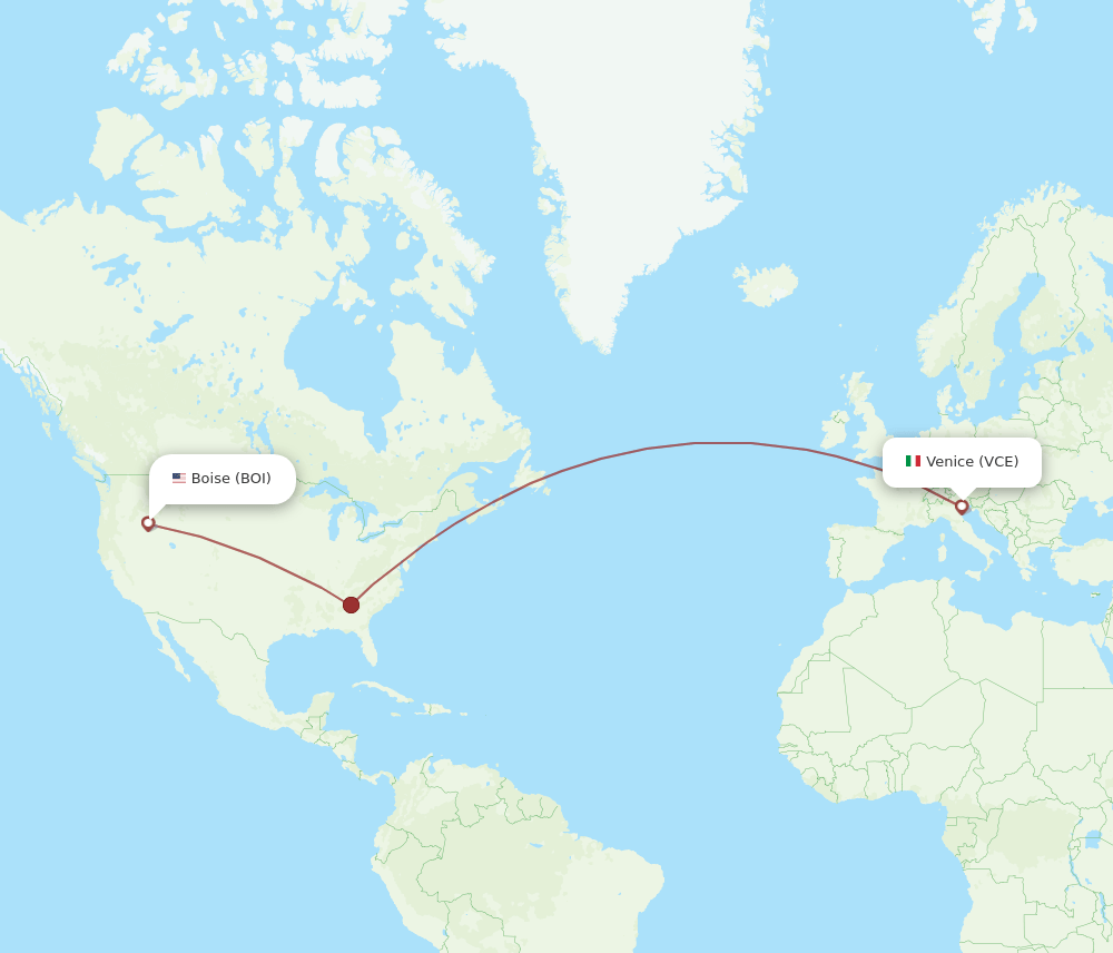 BOI to VCE flights and routes map