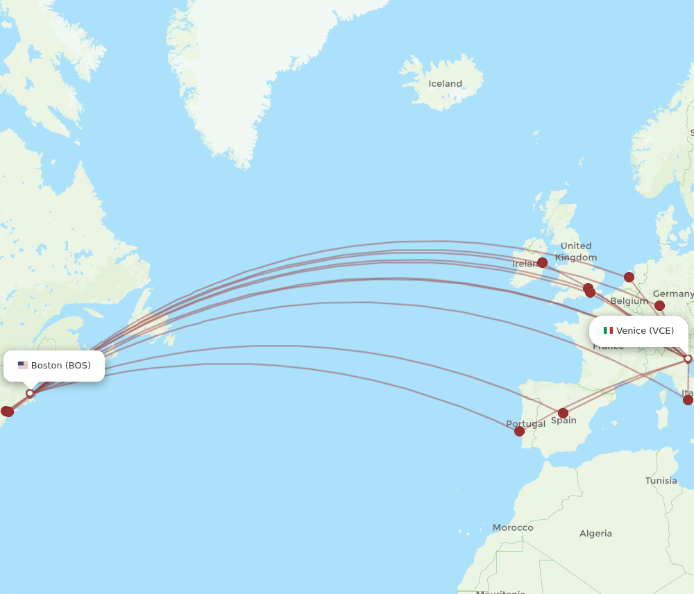 VCE-BOS flight routes