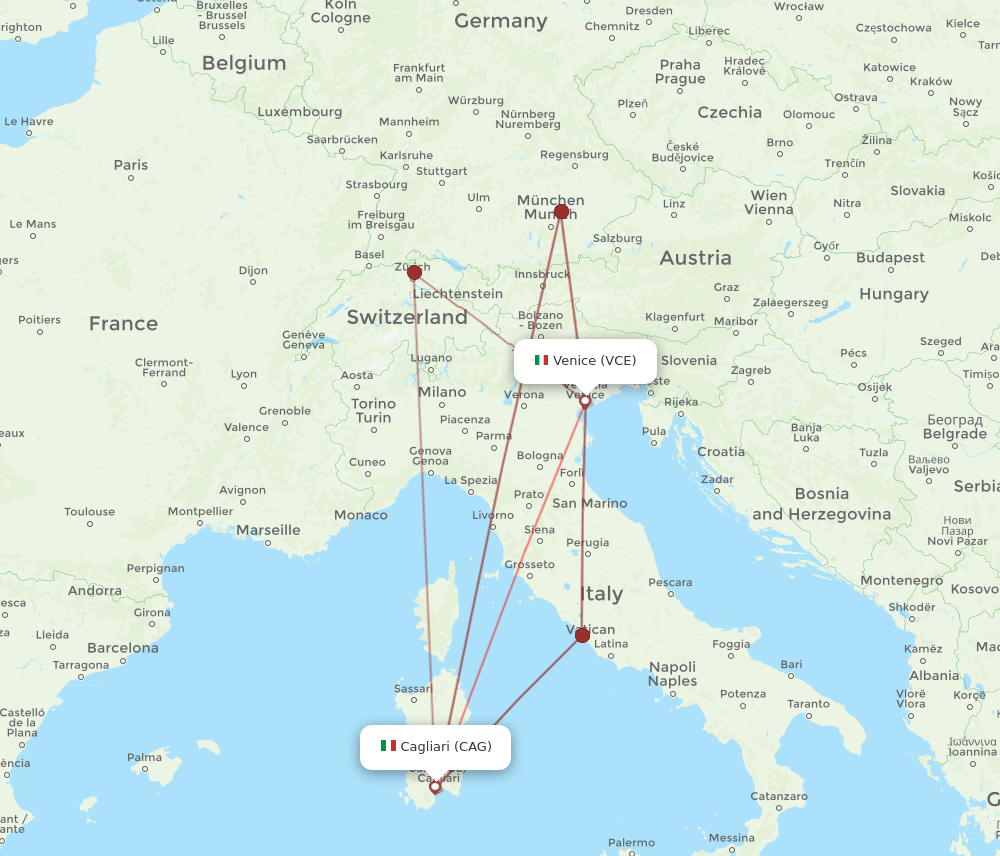 VCE-CAG flight routes