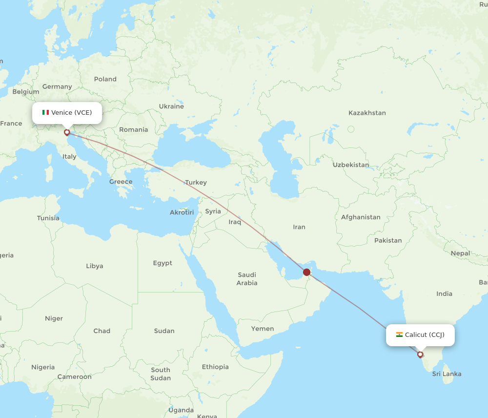 VCE-CCJ flight routes