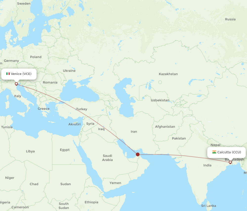VCE-CCU flight routes