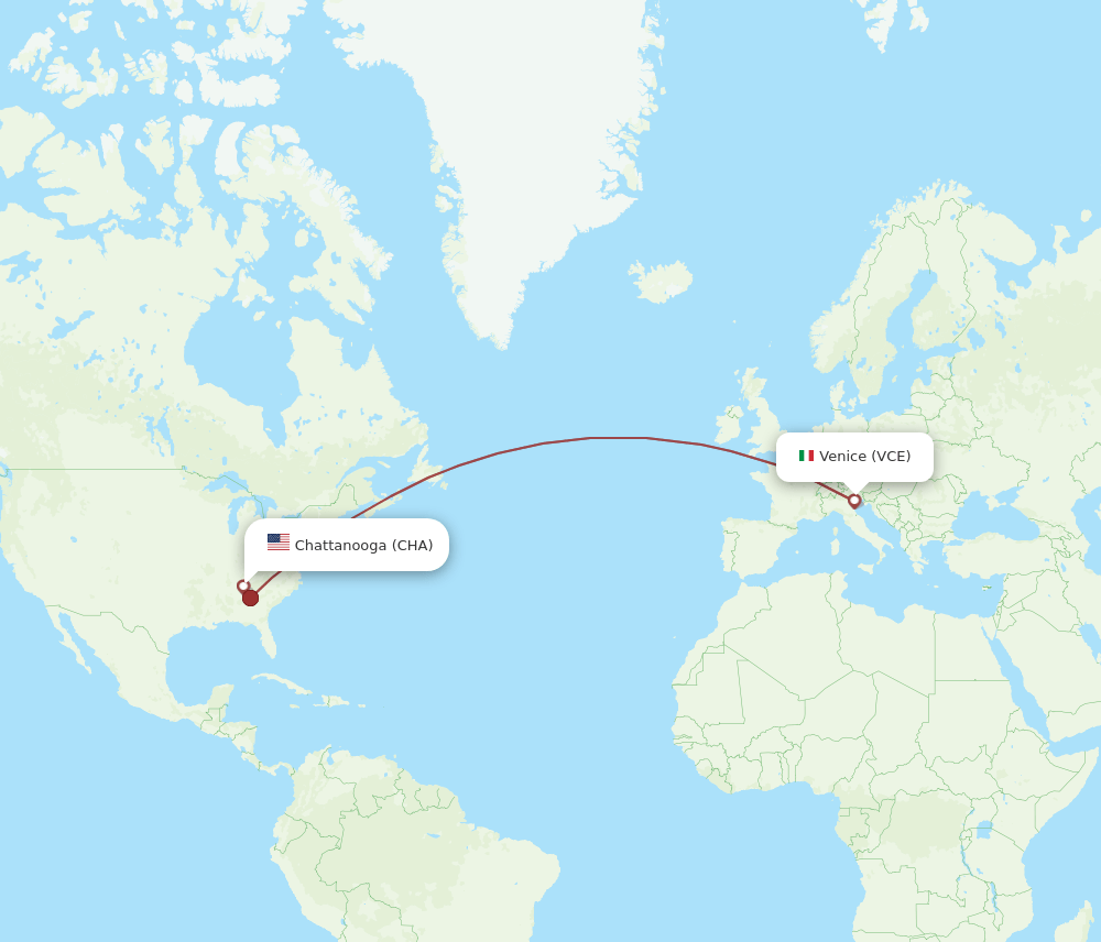 VCE to CHA flights and routes map