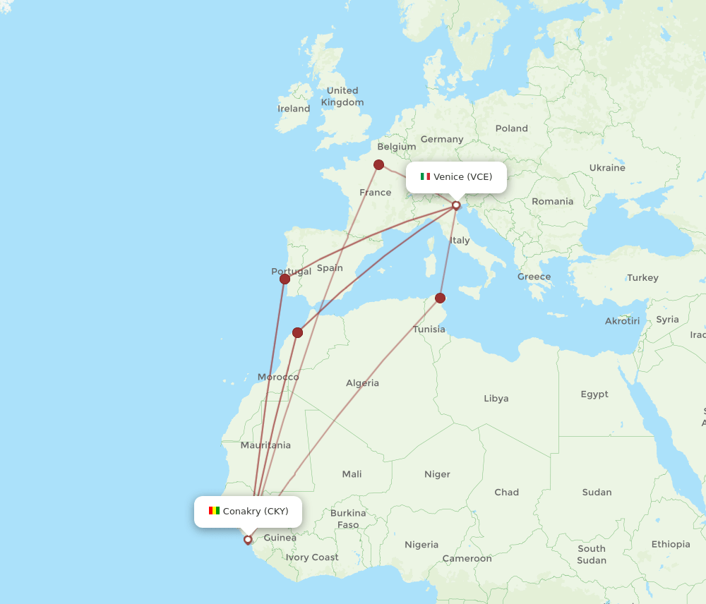 VCE-CKY flight routes