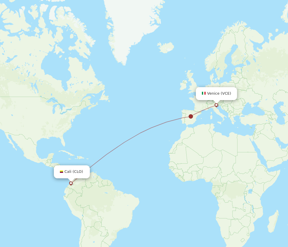 VCE-CLO flight routes