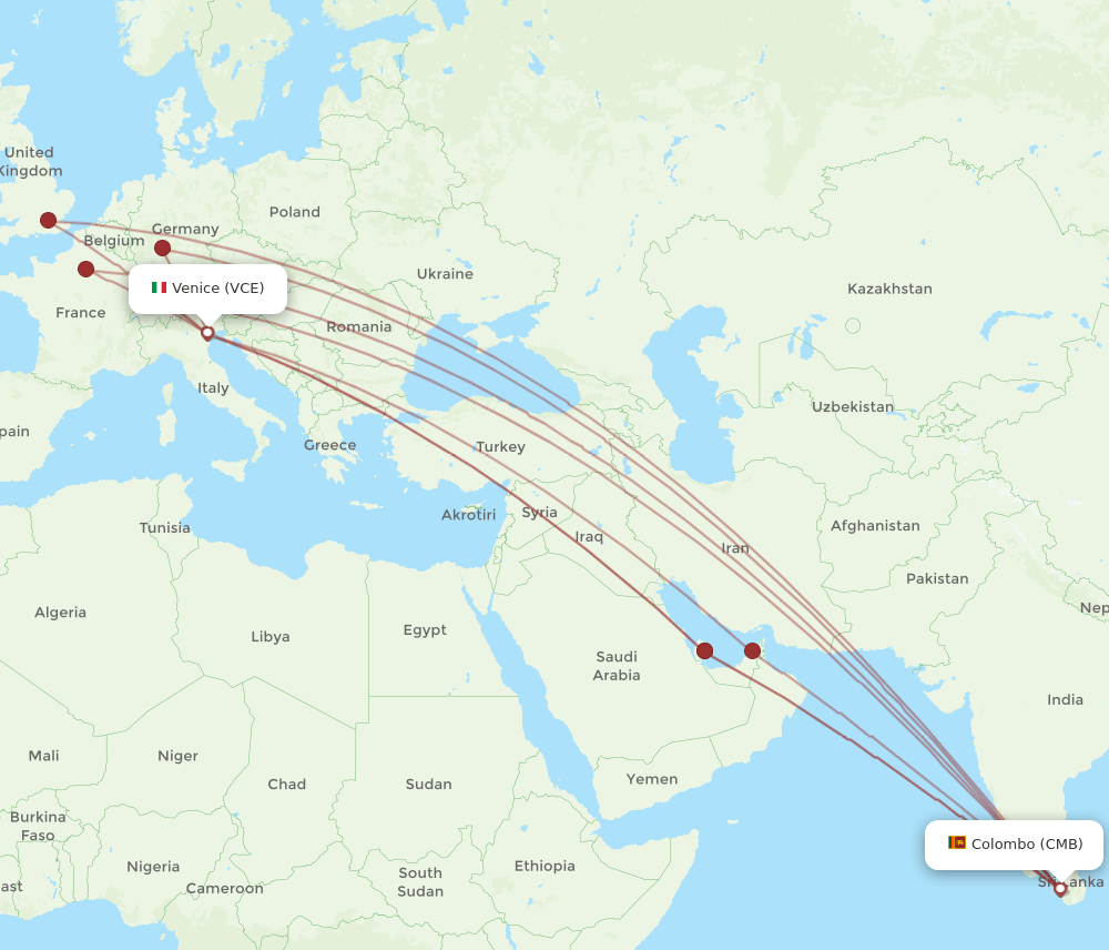 VCE-CMB flight routes