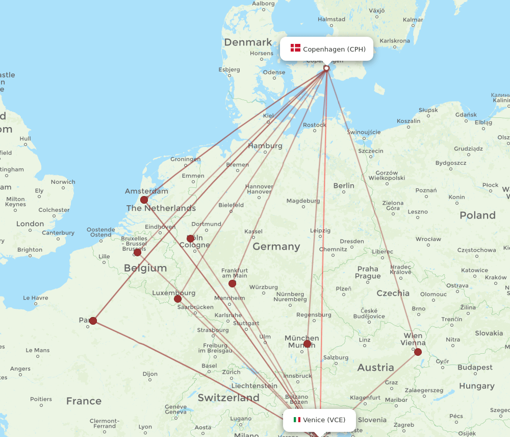 VCE-CPH flight routes