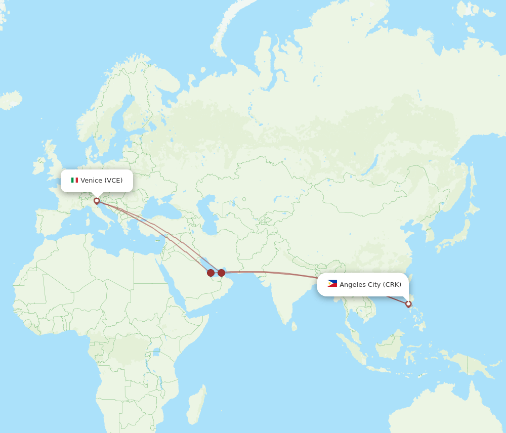 VCE-CRK flight routes