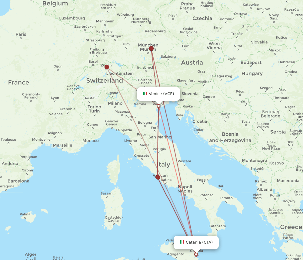 VCE-CTA flight routes
