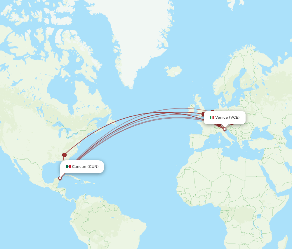 VCE-CUN flight routes