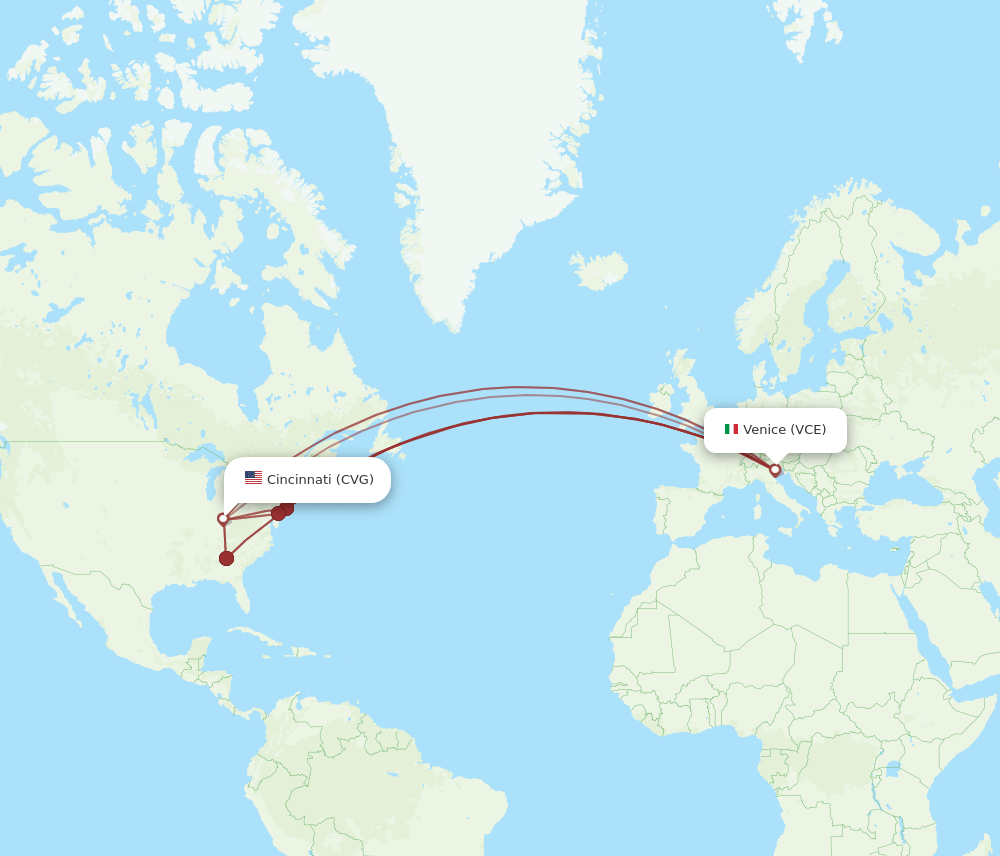 VCE-CVG flight routes