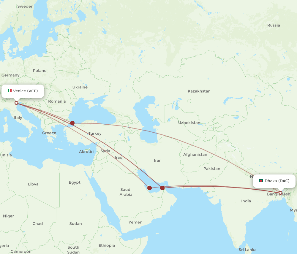 VCE-DAC flight routes