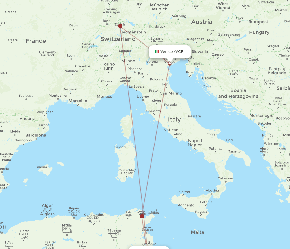 VCE-DJE flight routes
