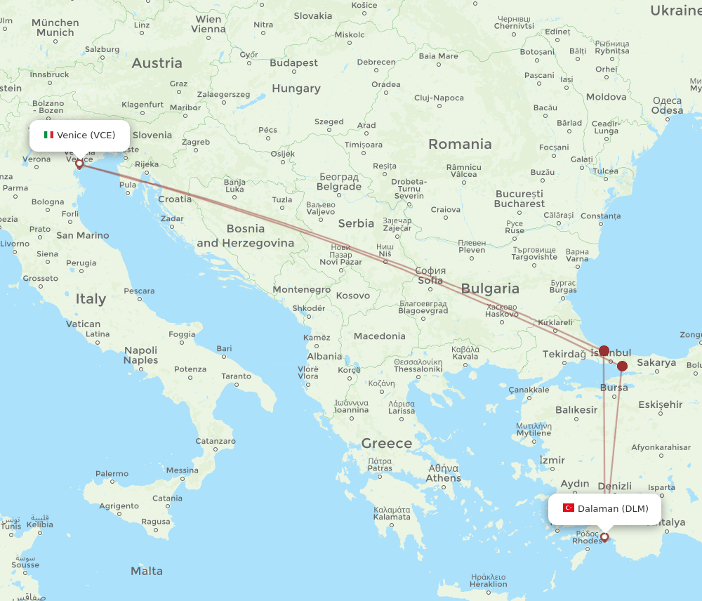 VCE-DLM flight routes