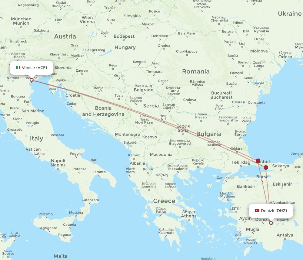 VCE-DNZ flight routes