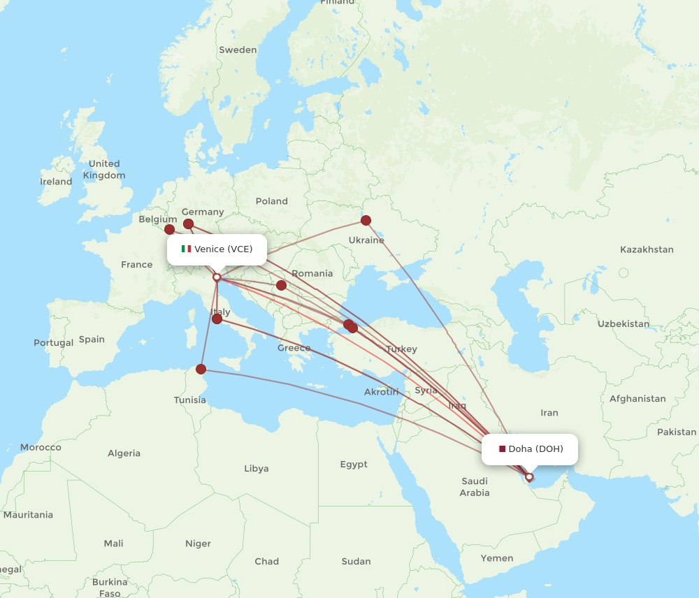 VCE-DOH flight routes