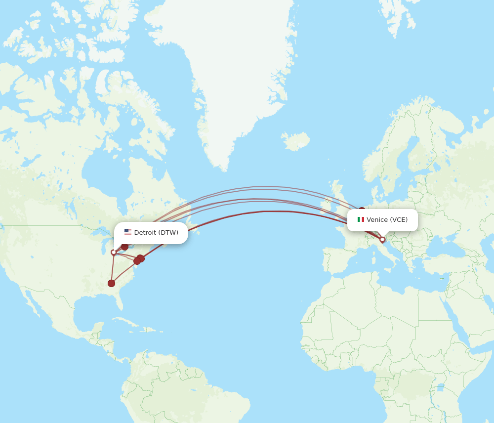 VCE-DTW flight routes