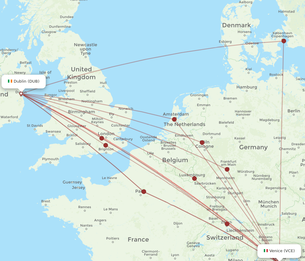 VCE-DUB flight routes