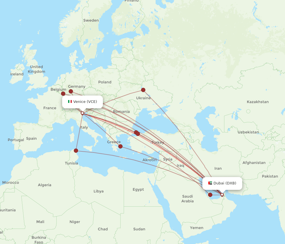 VCE-DXB flight routes
