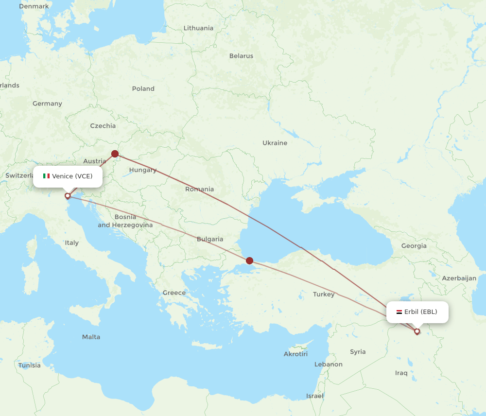 VCE-EBL flight routes