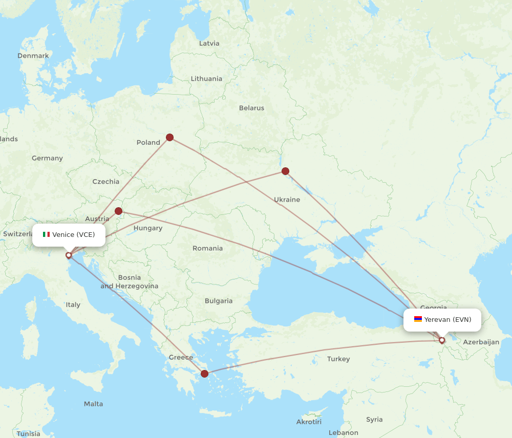 VCE-EVN flight routes