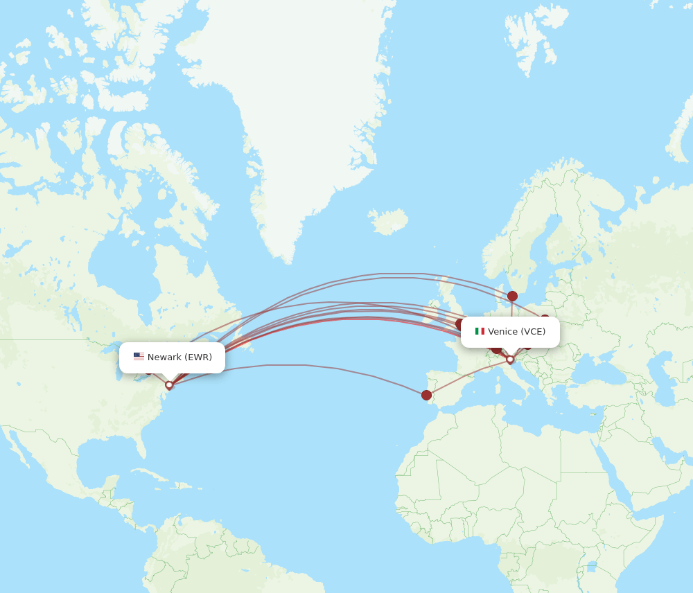 VCE-EWR flight routes