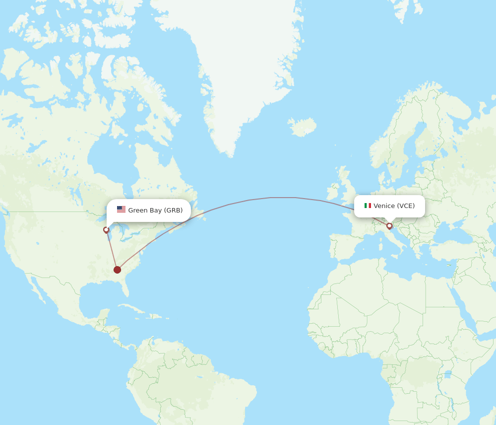 VCE to GRB flights and routes map