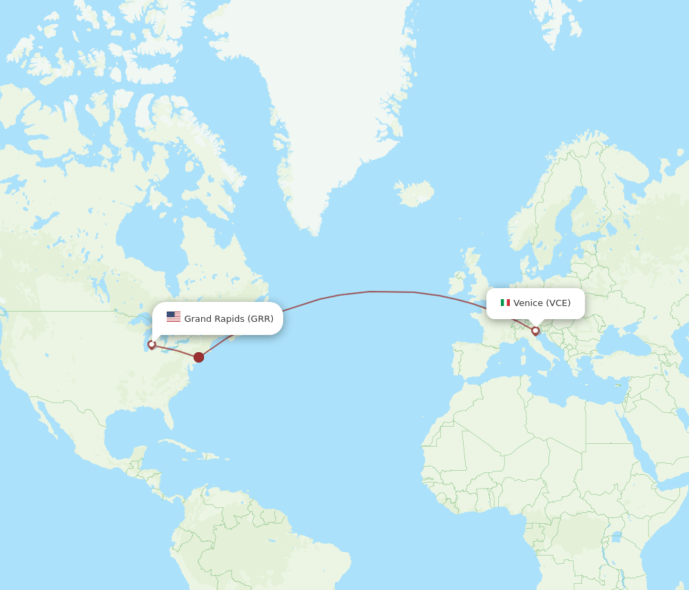 VCE to GRR flights and routes map