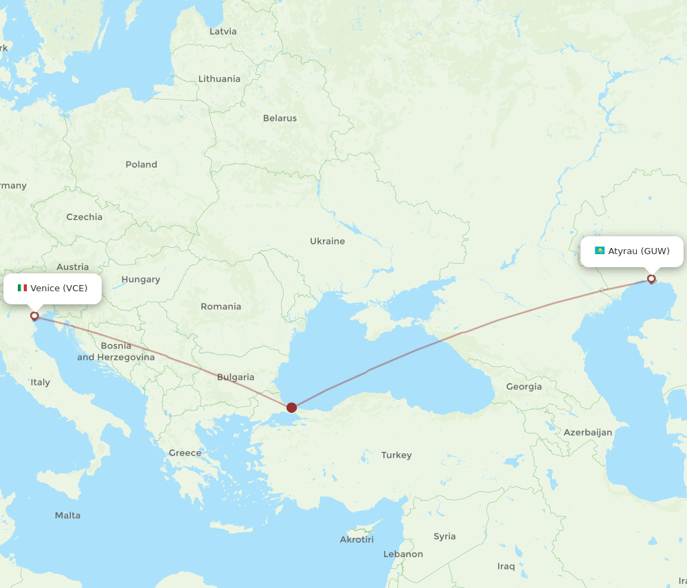 VCE to GUW flights and routes map
