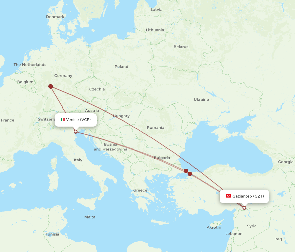 VCE-GZT flight routes