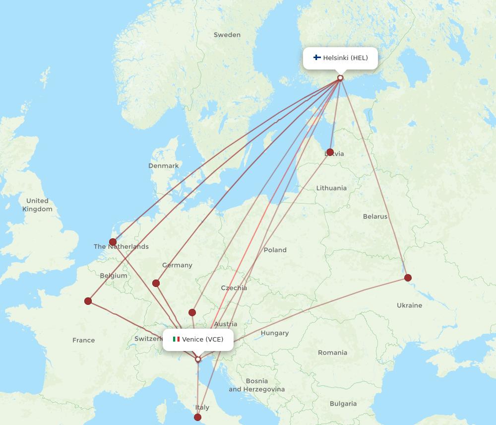 VCE-HEL flight routes