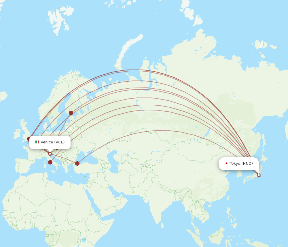 VCE-HND flight routes