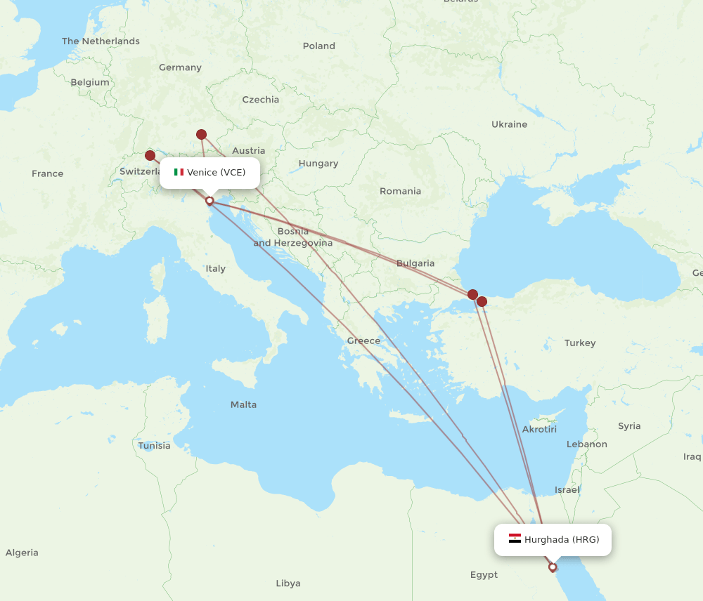 VCE-HRG flight routes