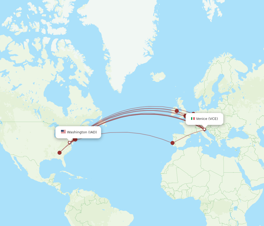 VCE-IAD flight routes