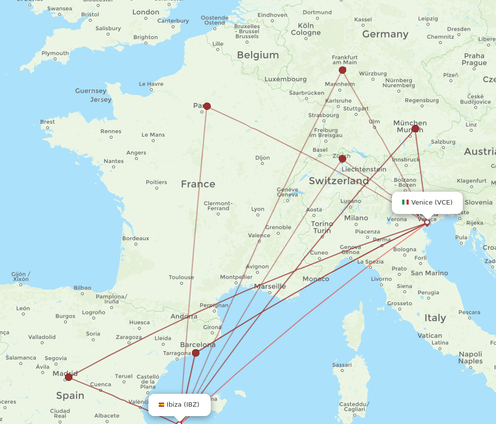 VCE-IBZ flight routes