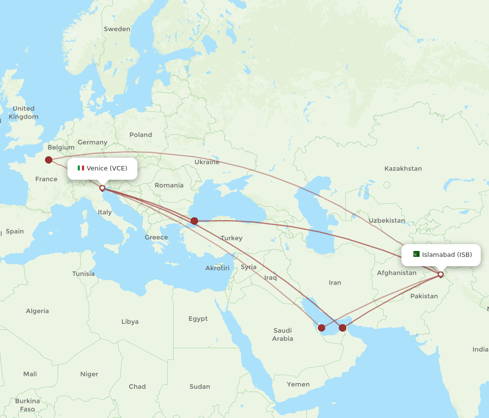 VCE-ISB flight routes